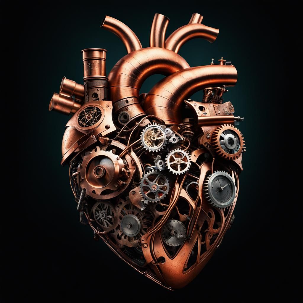 Mechanical Heart Made of Scrap Metal and Gears