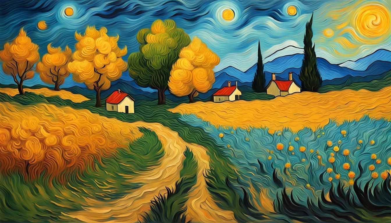 Bewitching Landscape as Impasto Oil Painting