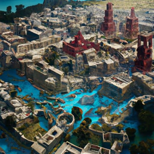 Aerial View of Ancient Carthage: Fantasy Concept Art