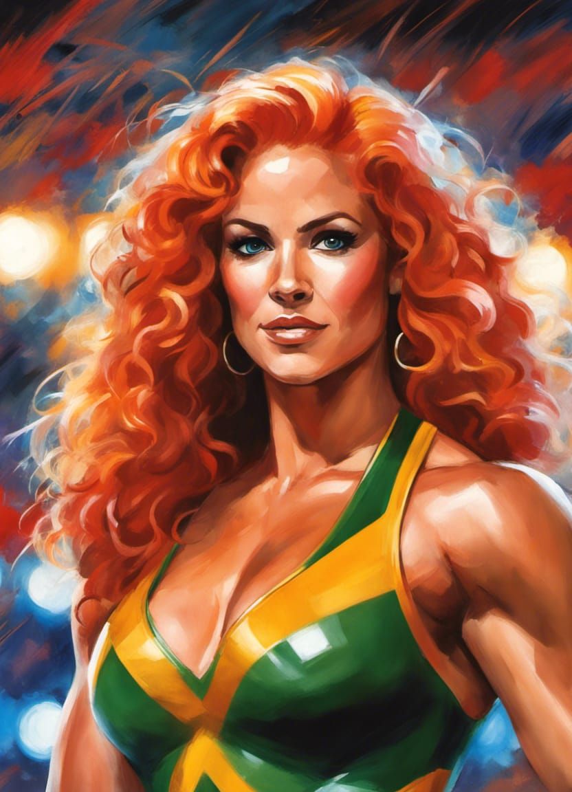 Muscular Wrestler in Ring: Whitcomb and Milan Style