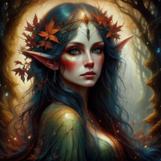 Magical Elf in Inks and Oils