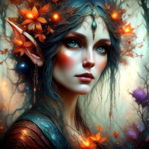 Magical Elf in Inks and Oils