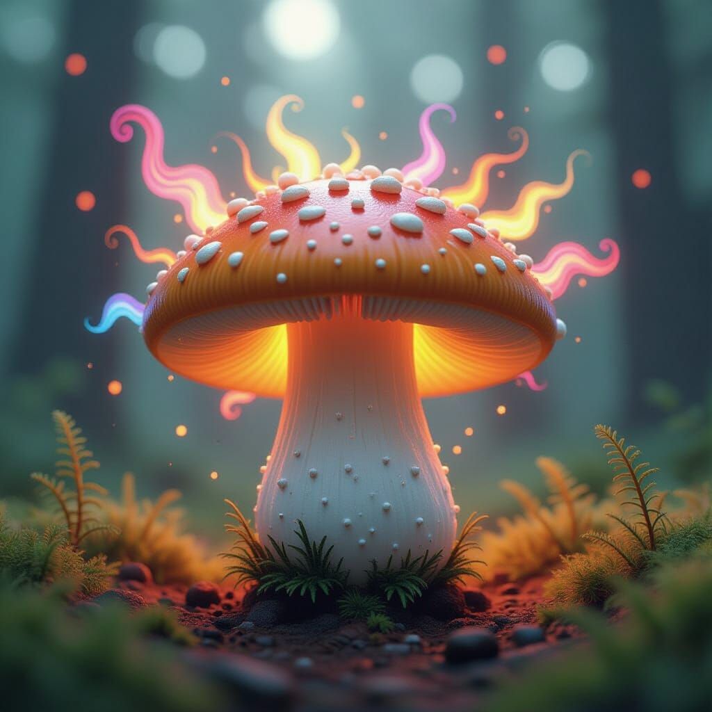 Exploding Mushroom Bead in Dreamy Digital Art Style