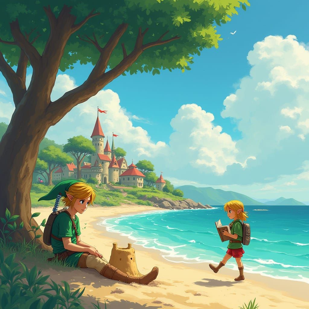 Whimsical Village Scene in Vibrant Colors