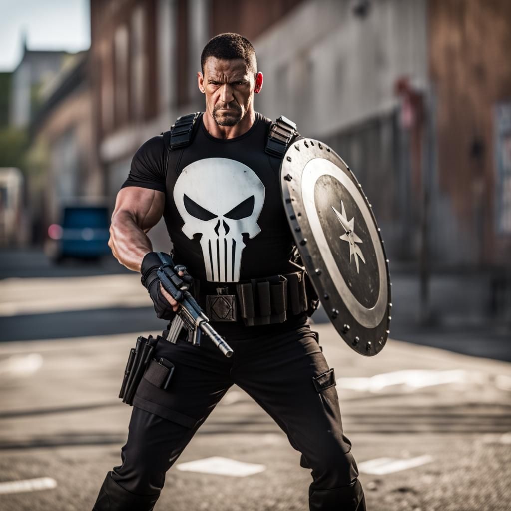 Punisher in Shield Fight: Professional Photography