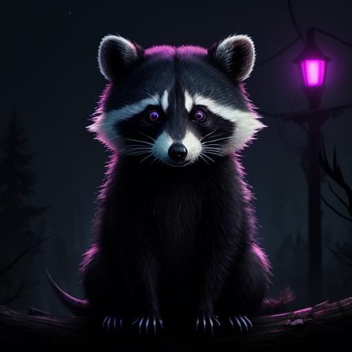 Eldritch Horror Raccoon in Creepy Cute Style
