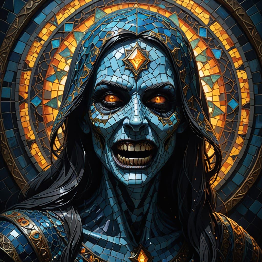 Vibrant Ghoul Emerges from Byzantine-Inspired Mosaic