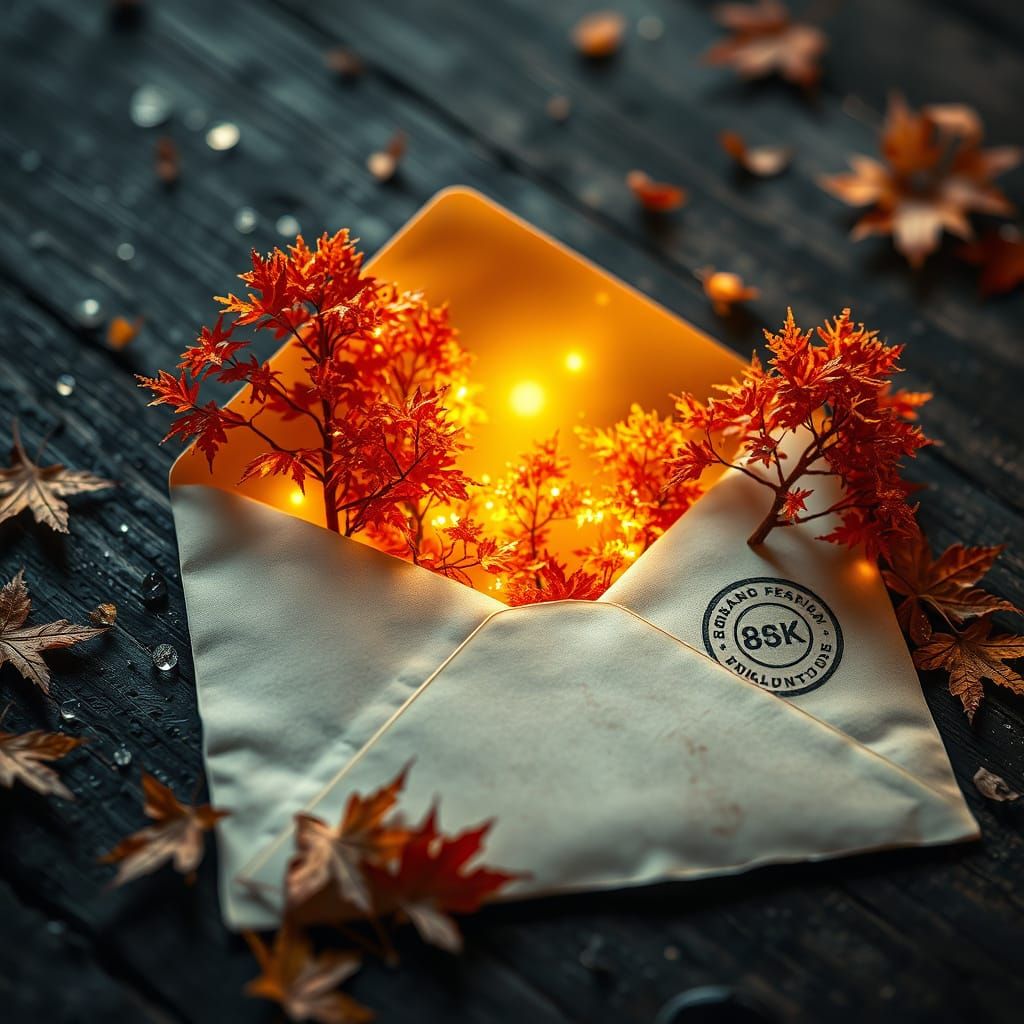 Enchanted Autumn Forest Revealed Inside Aged Envelope
