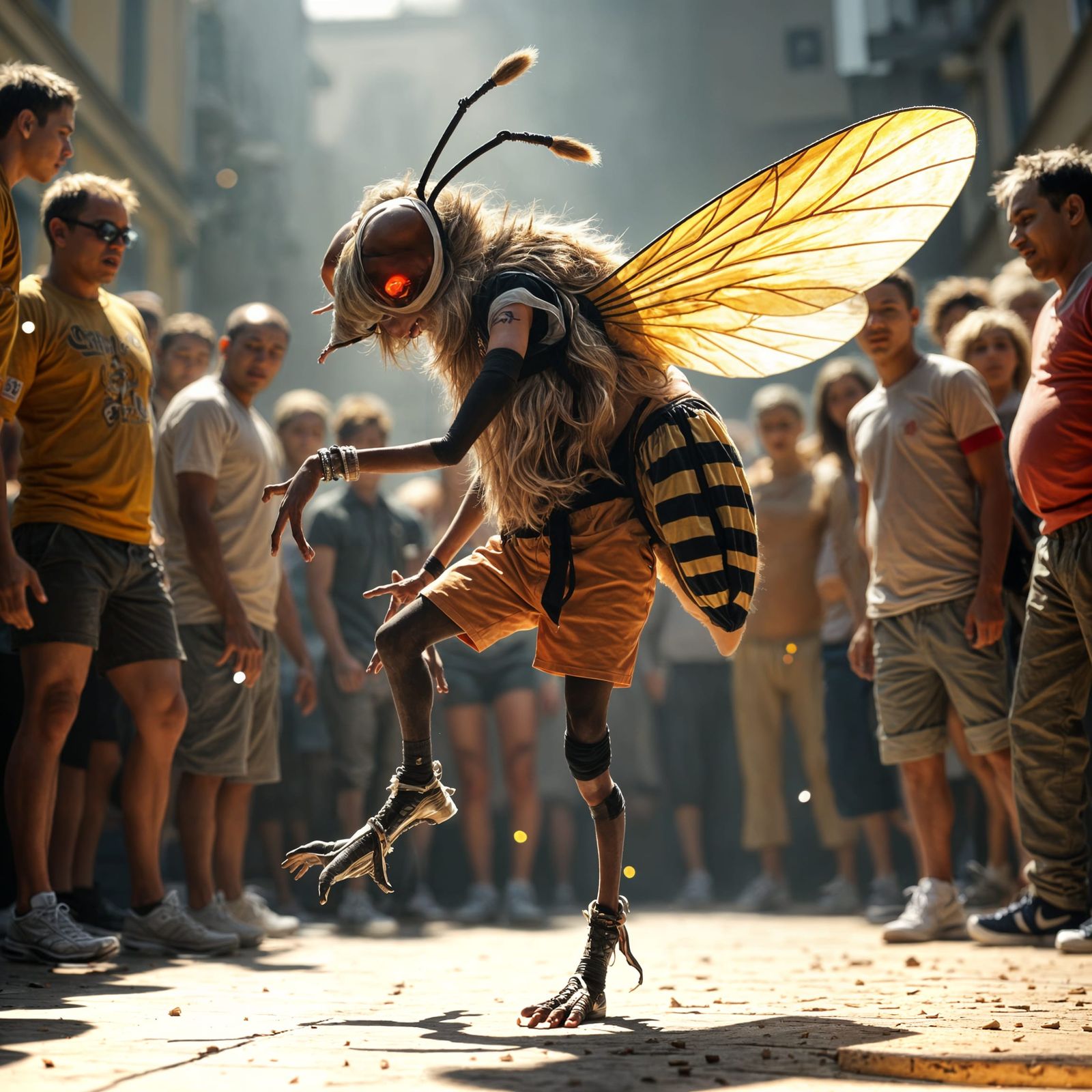 Anthropomorphic Fly Breakdancing in Hyperrealistic Detail