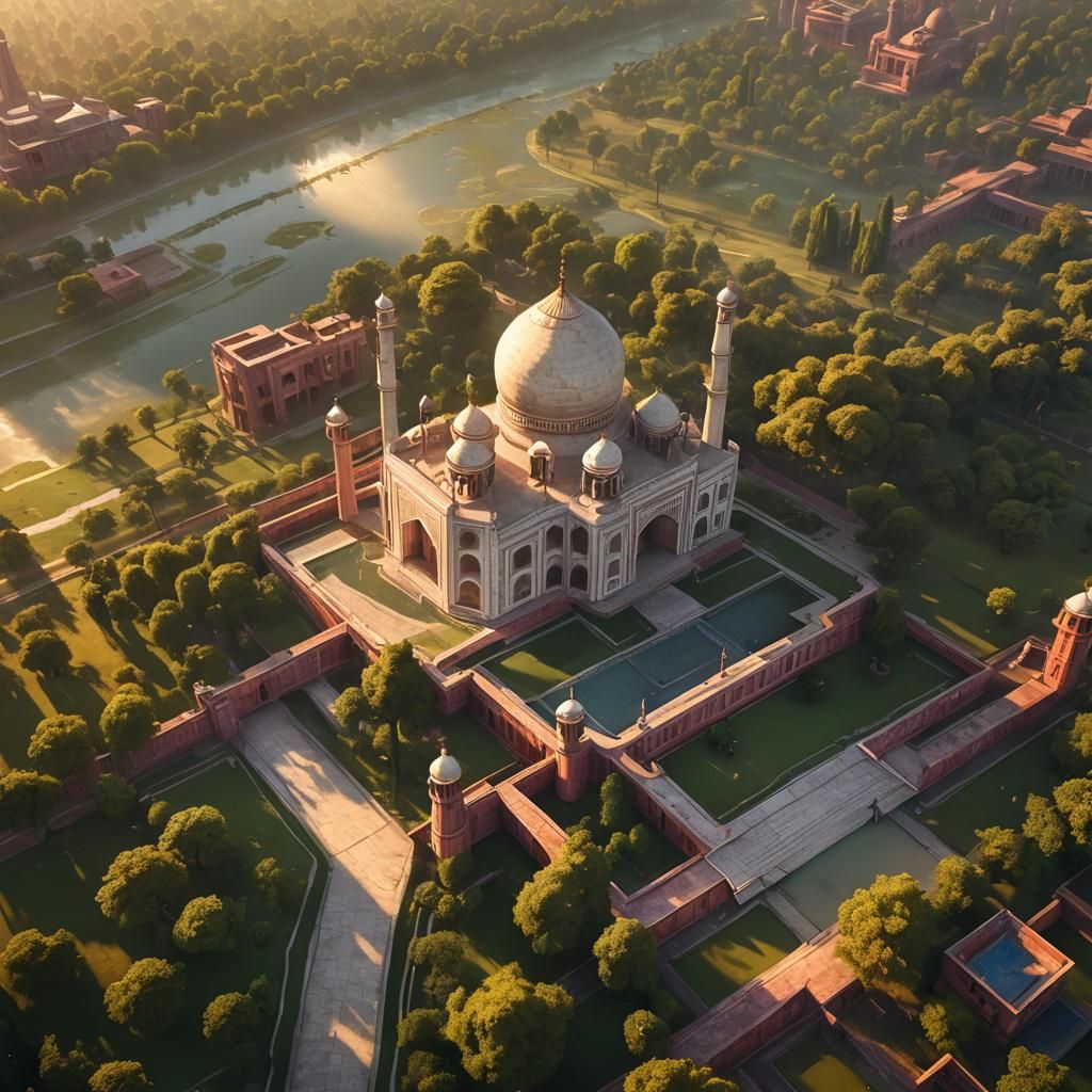 Taj Mahal at Sunset: A Matte Painting