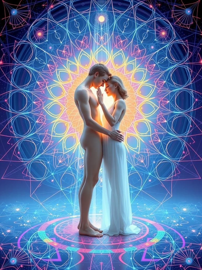 Ethereal Figures in Sacred Geometry Art