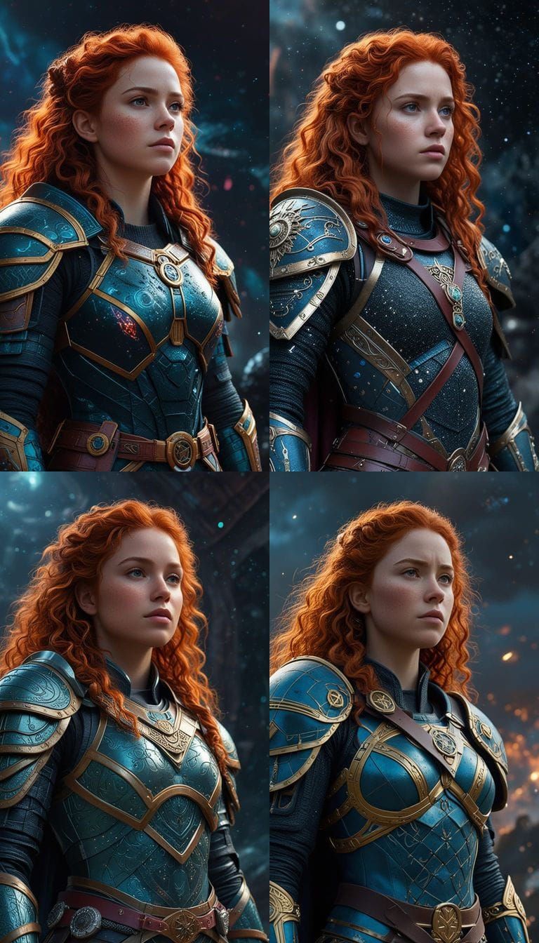 Merida in Futuristic Armor, Galactic Spacecore Hyperrealism