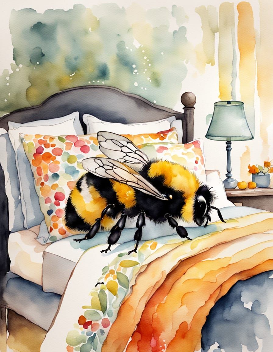 Bumblebee Snuggles Stuffie: Whimsical Watercolor Illustratio...
