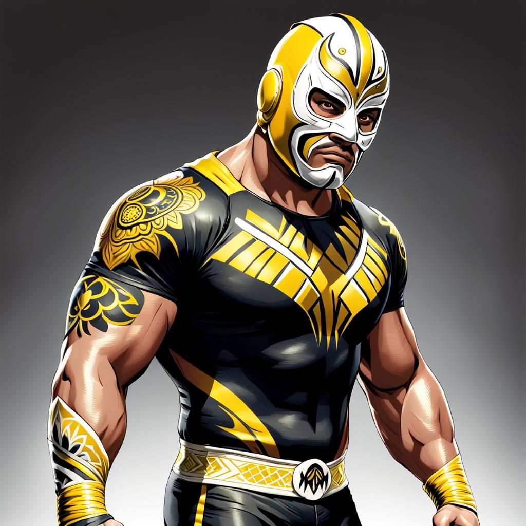 Mexican Wrestler in Detailed Comic Book Art Style