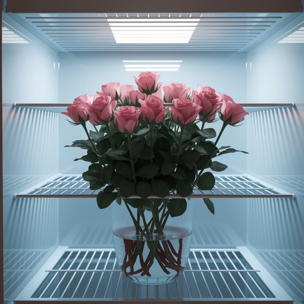 Roses Bloom in a Refrigerator: Impressionistic Still Life