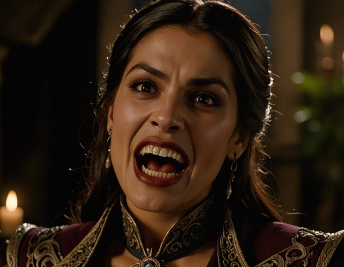 Isabela Merced as a Fierce Vampire in Horror Style