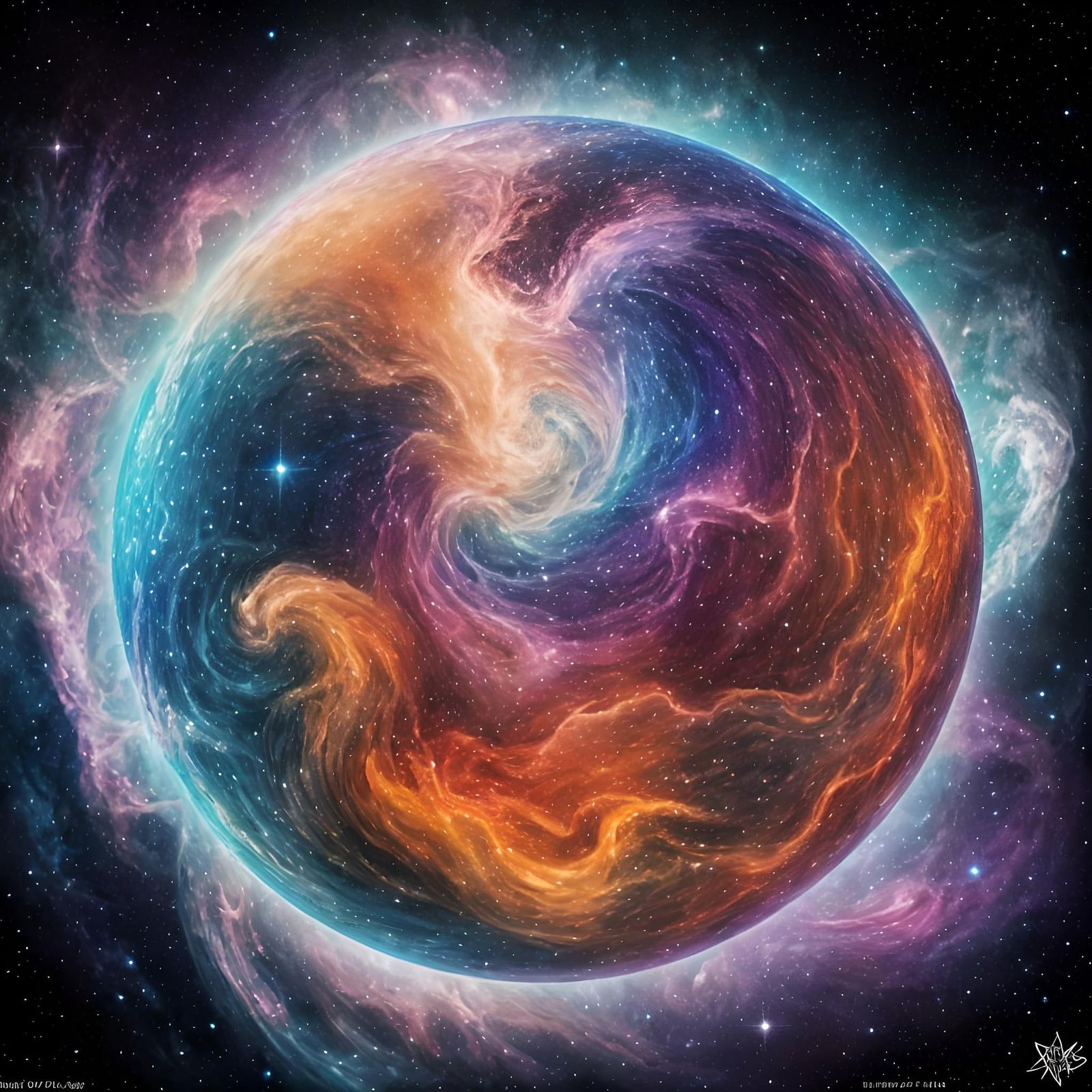 Nebula Universe in Bubbles: Graffiti Splash Art