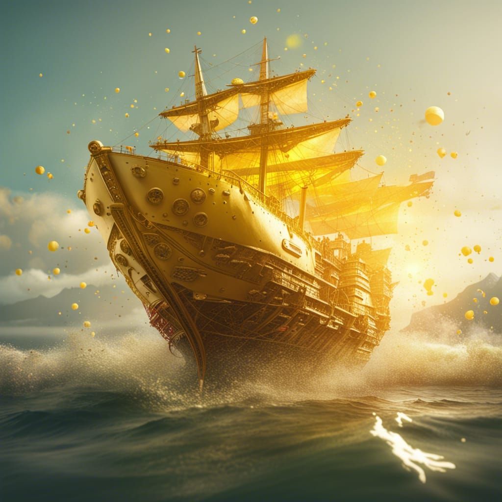 Flying Ship in Soft Yellow Light, Film Photography