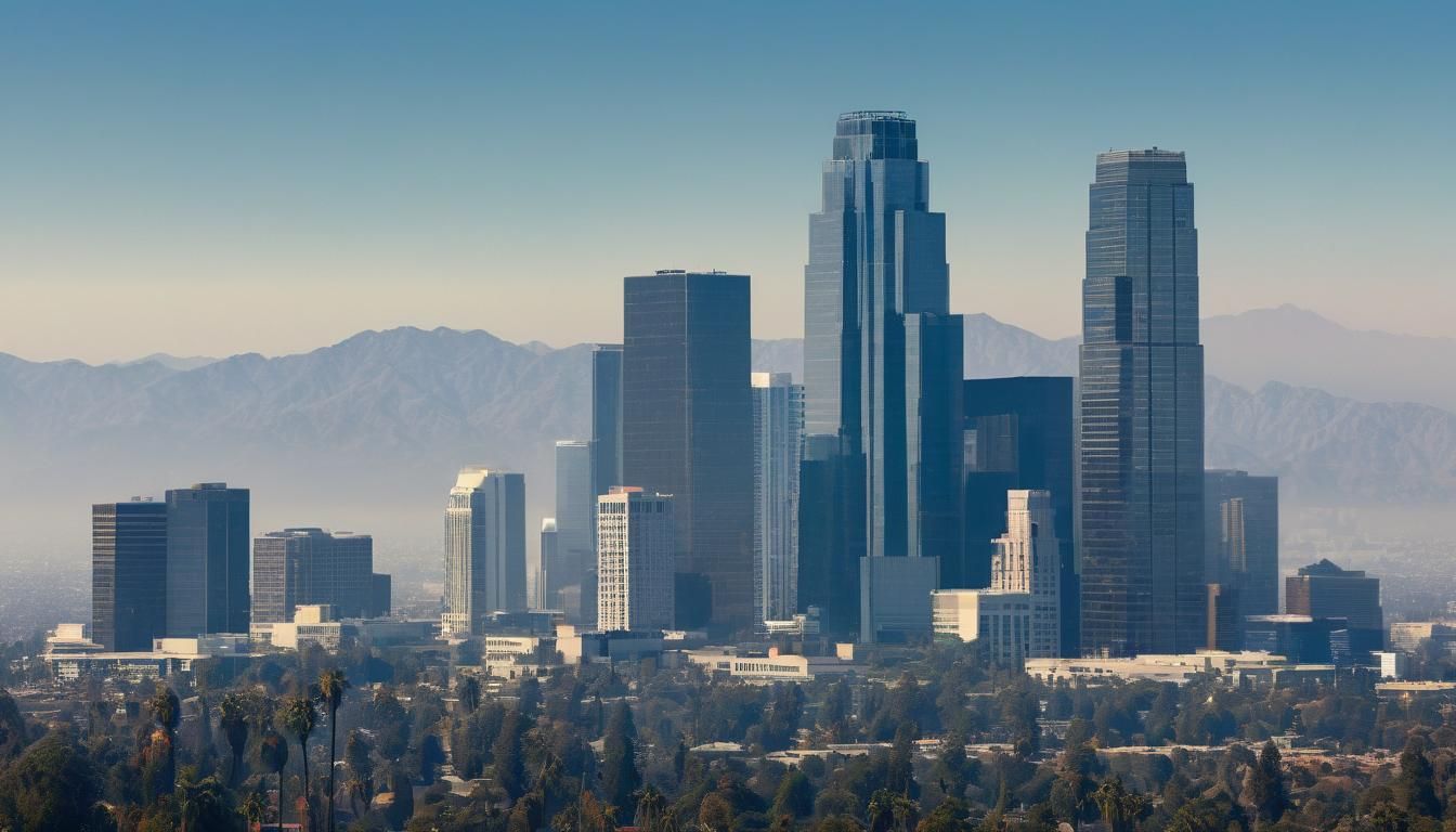 Los Angeles Skyline with San Gabriel Mountains