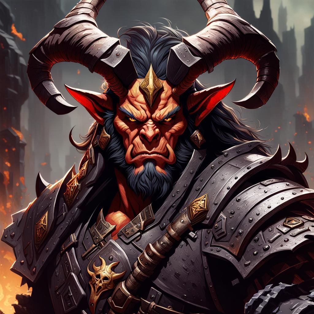 Tiefling Warrior Concept Art in Dungeons and Dragons Style