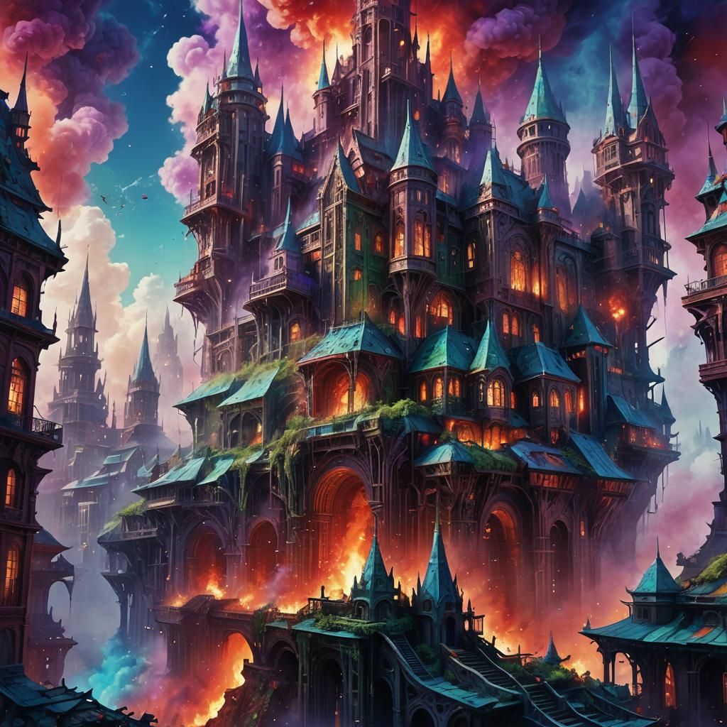 Surreal Architecture in Vibrant Fantasy Concept Art