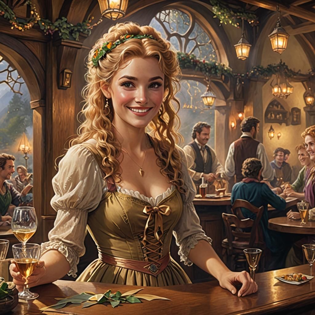 Smiling Hobbit Girl in Ethereal Fantasy Style