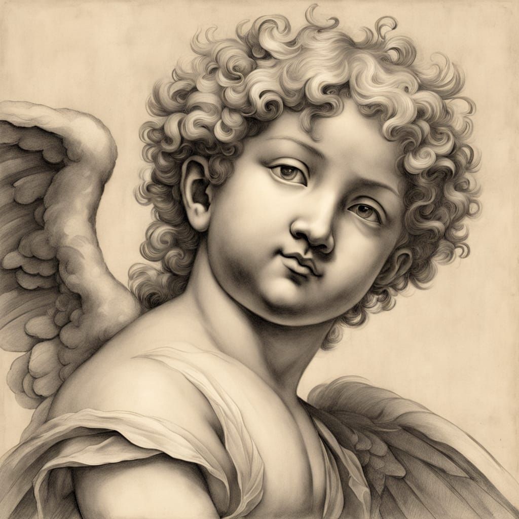 Renaissance Drawing of Cupid, God of Love