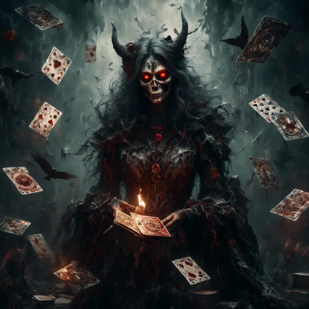 Demonic Card Game in Dark Fantasy Style