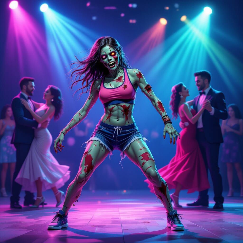 Zombie Breakdancer Amidst Waltzing Couples
