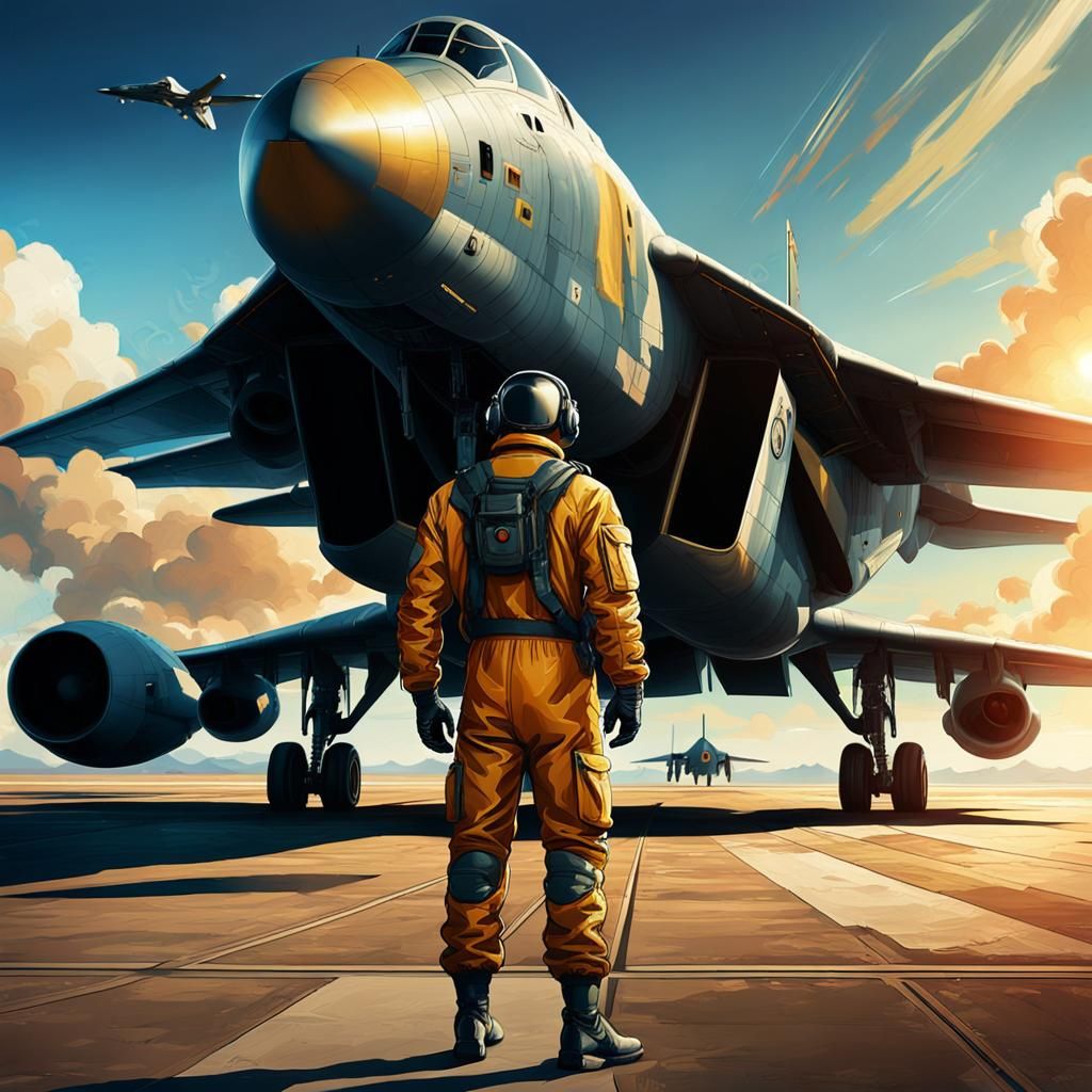 Vulcan Bomber Pilot in Golden Hour Light