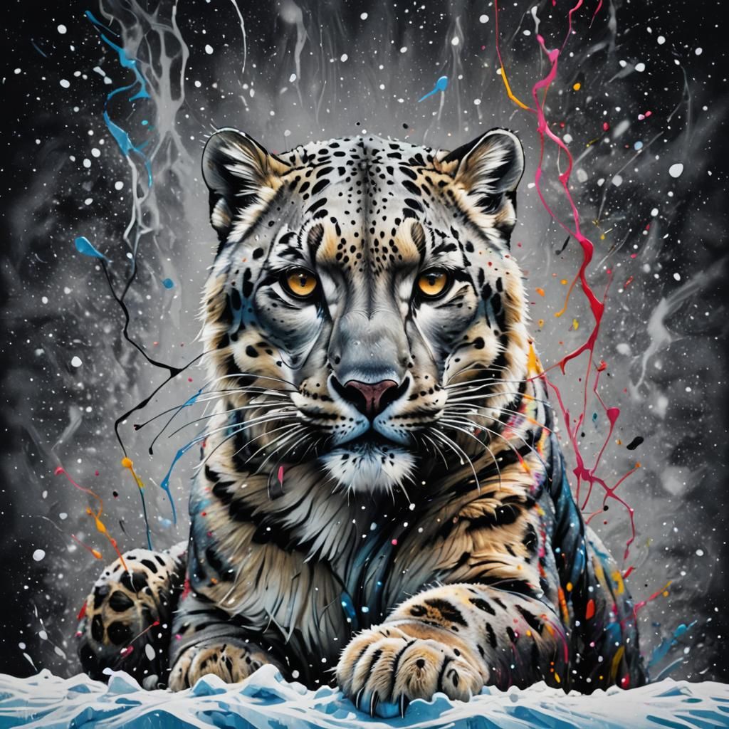 Snow Leopard Graffiti Art in Ultra Quality