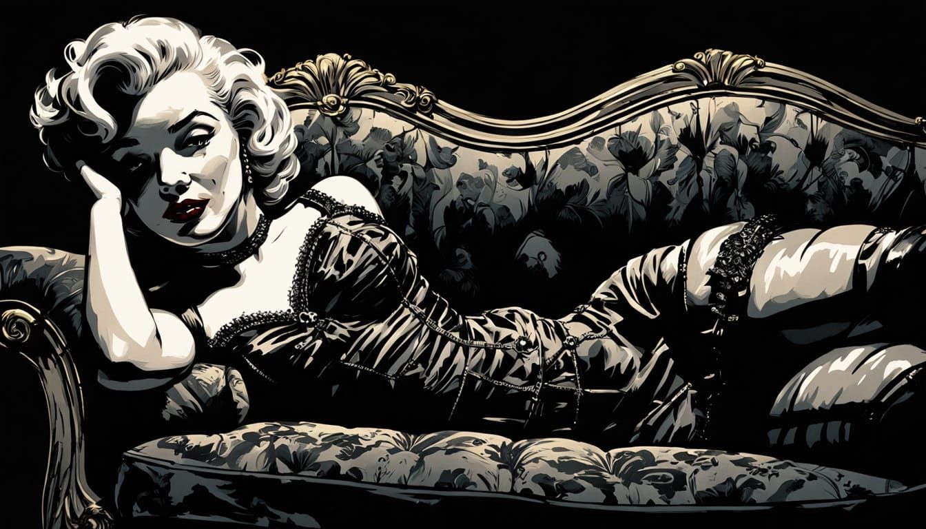 Marilyn Monroe as Burlesque Performer in Film Noir Style