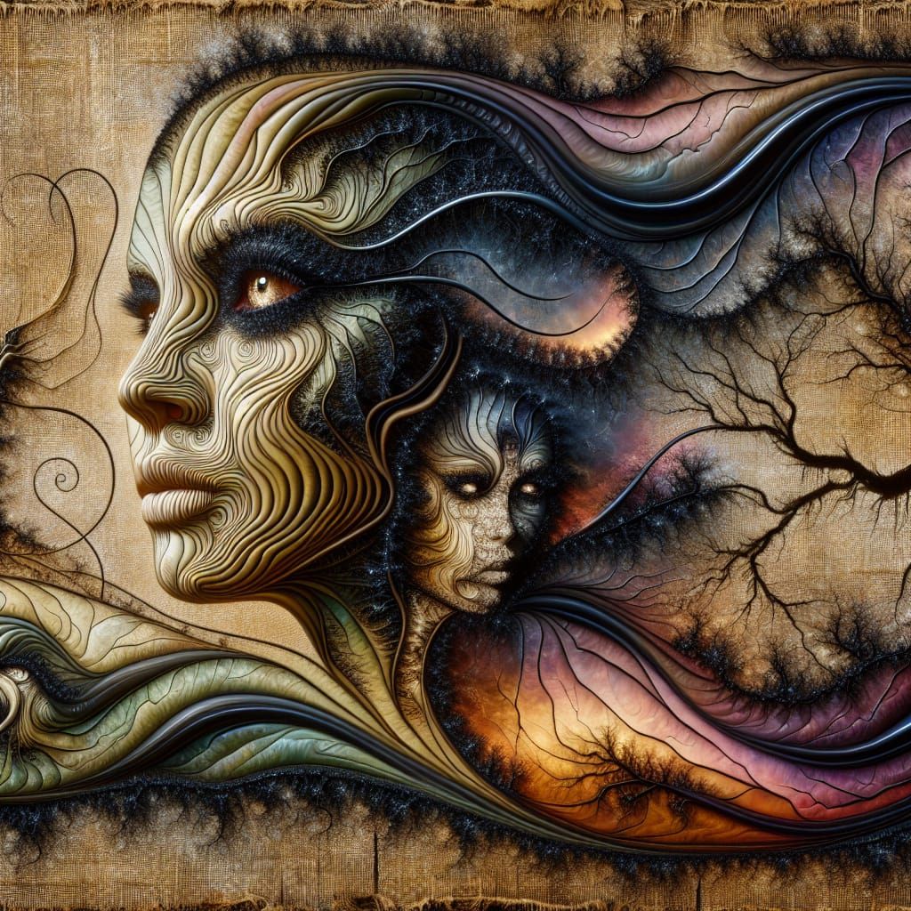 Goddess with Bat Features and Fractal Effects