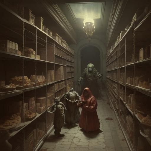 Lasagna Monster Pantry Raid in Gothic Horror Style