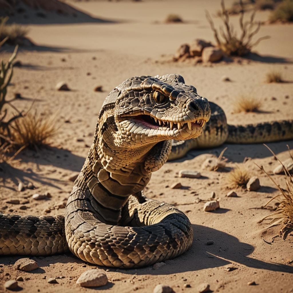 Ominous Desert Reptile with Dinosaur Raptor Head