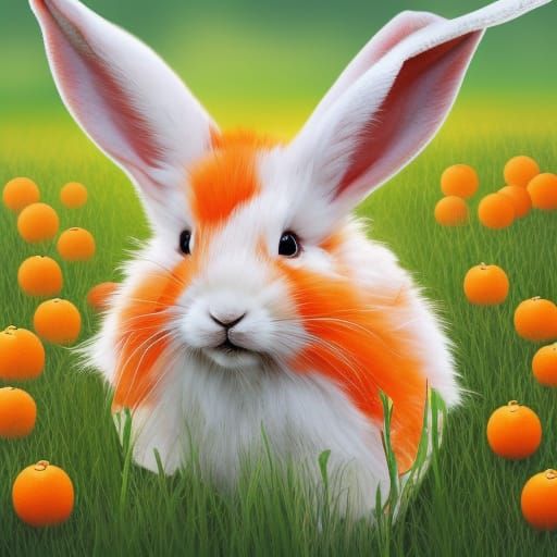 Angelic Rabbit and Fox in Flowery Field