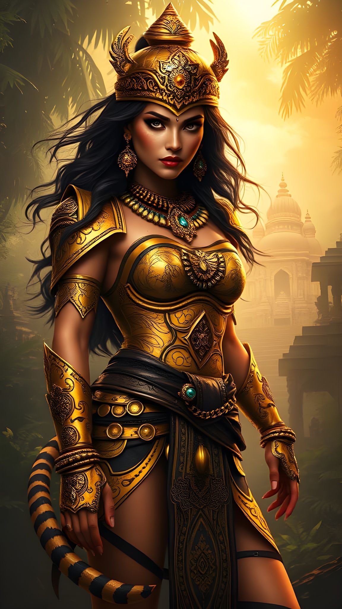 Regal Bengal Warrior in Golden Armor