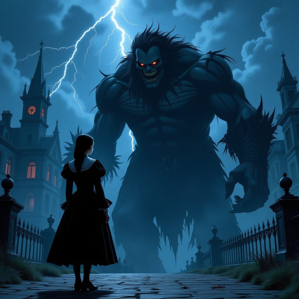 Wednesday and Hyde in Gothic Storm, Doré & Rutkowski Style