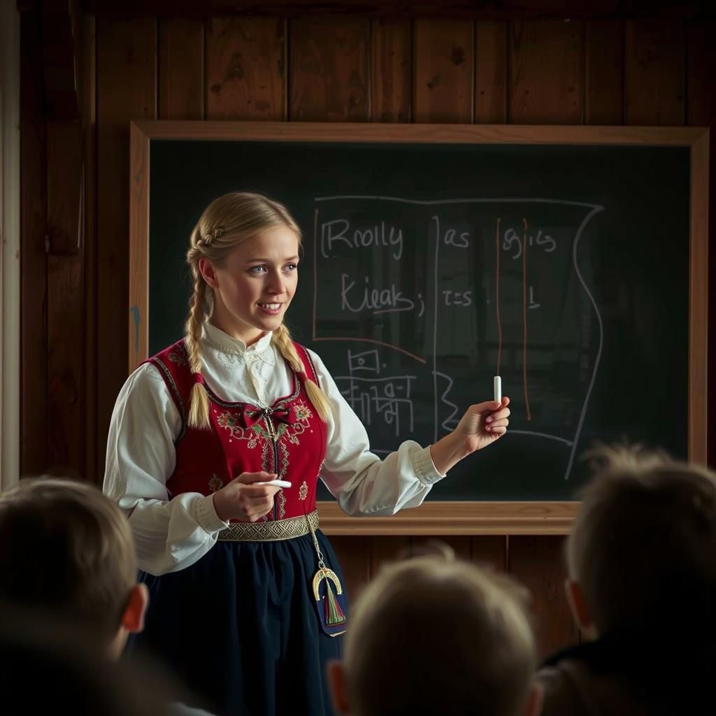 Norwegian Teacher Explains Lesson in Traditional Dress