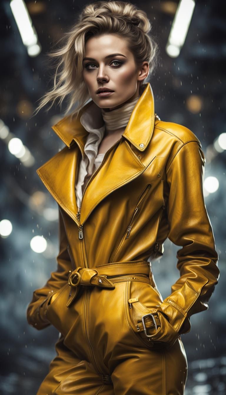 Female Reporter in Yellow Jumpsuit: Fantasy Dream Art