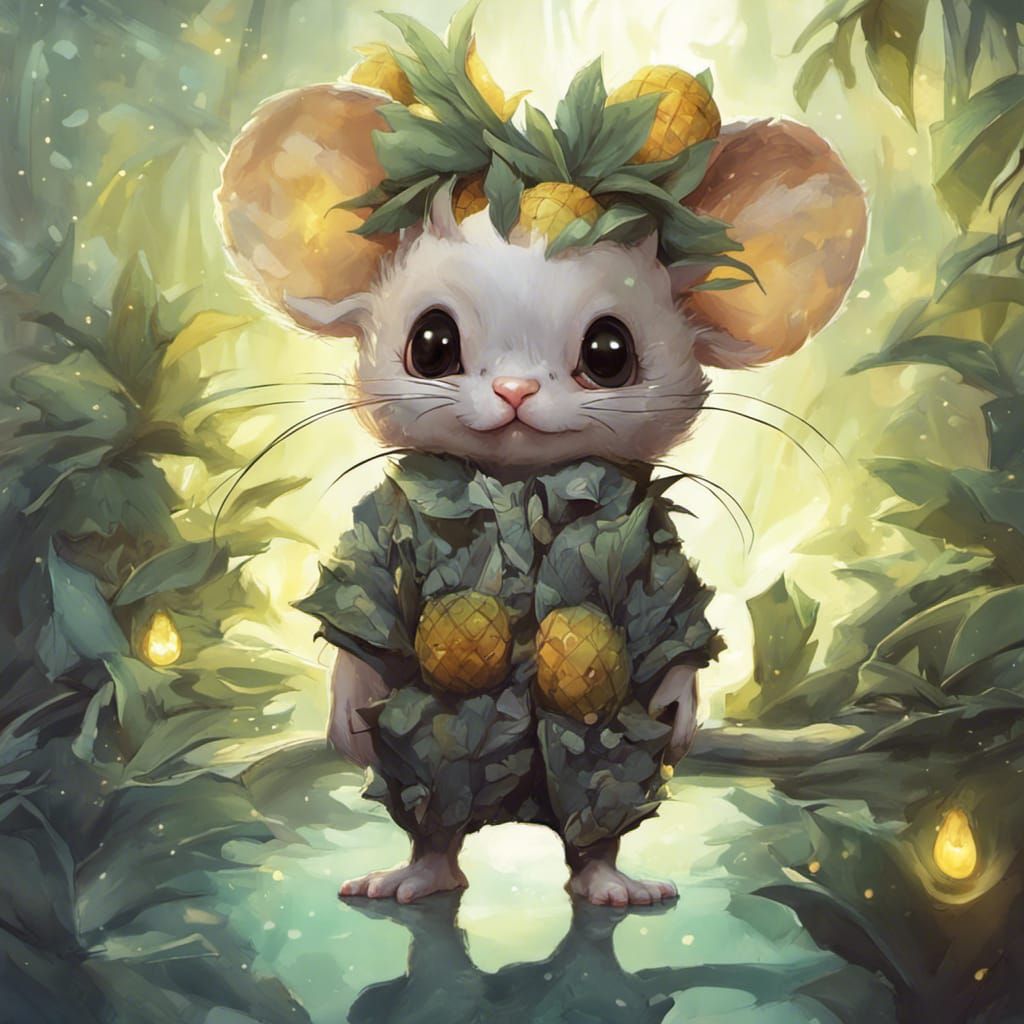 Adorable Chibi Pineapple Mouse in Anime Style