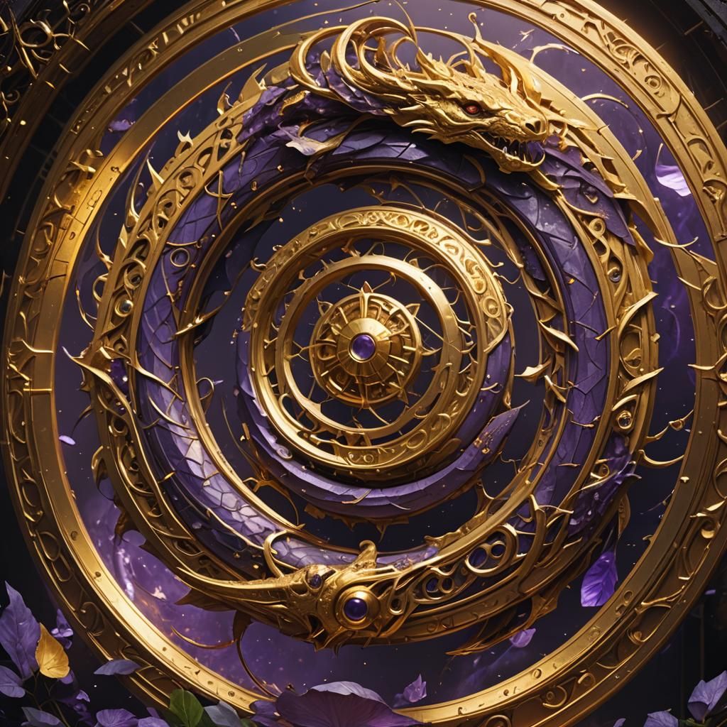 Golden Ouroboros in Dark Fantasy Style