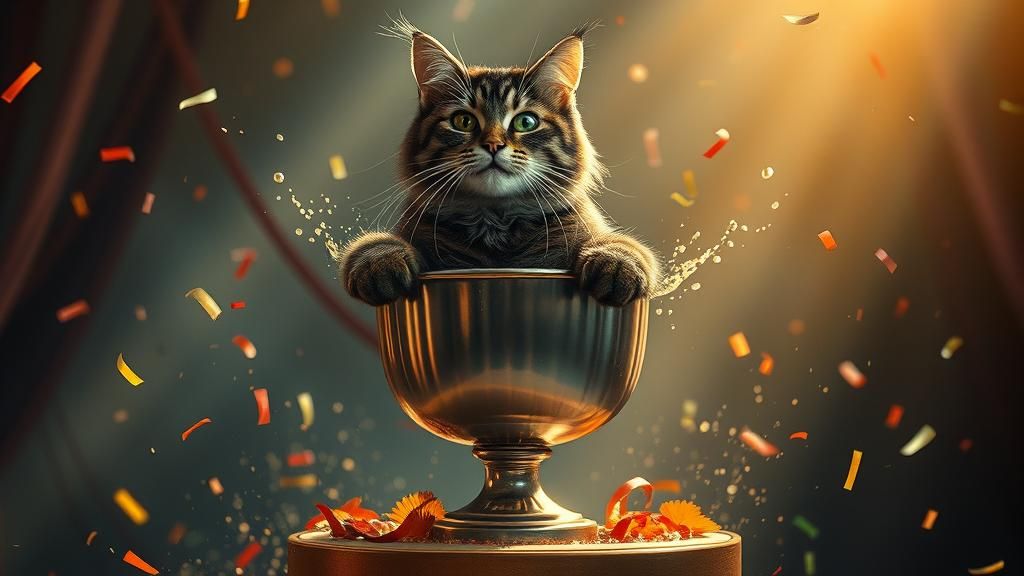 Cat Celebrates in Champagne Confetti Bath