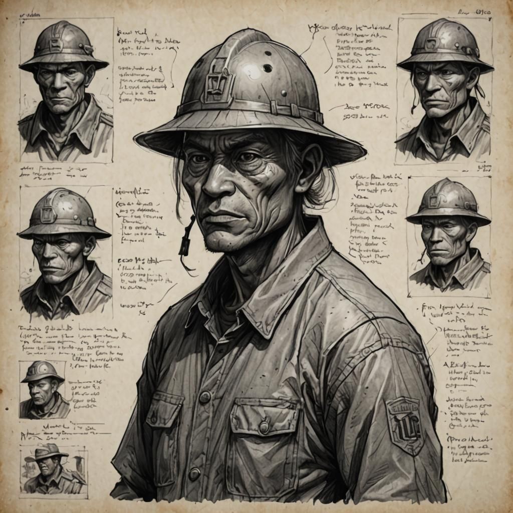 Doomer Wojak Character Sheet in Charcoal