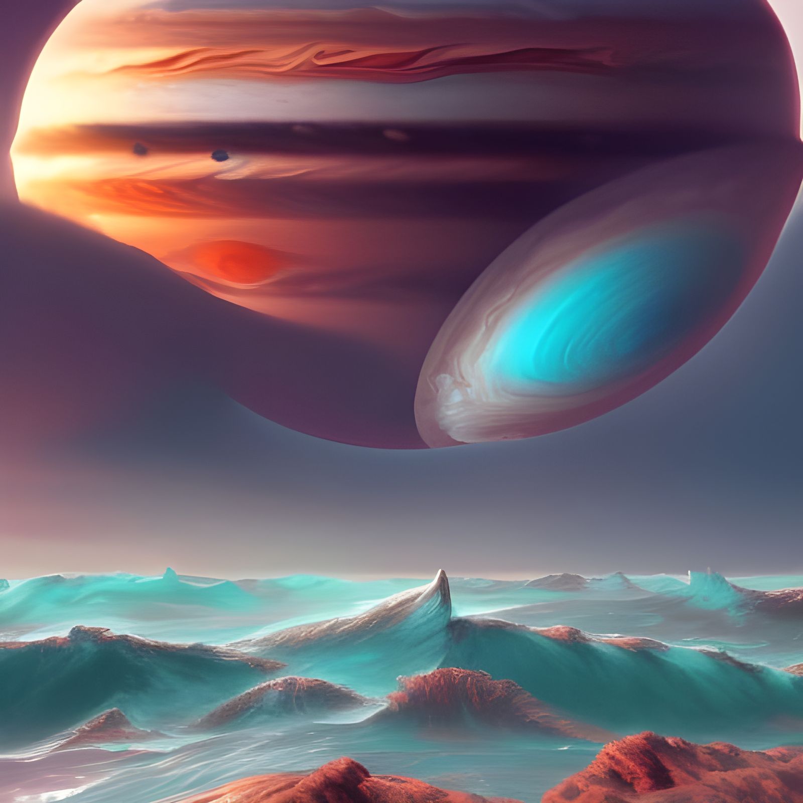 Ocean on Jupiter: Detailed Matte Painting