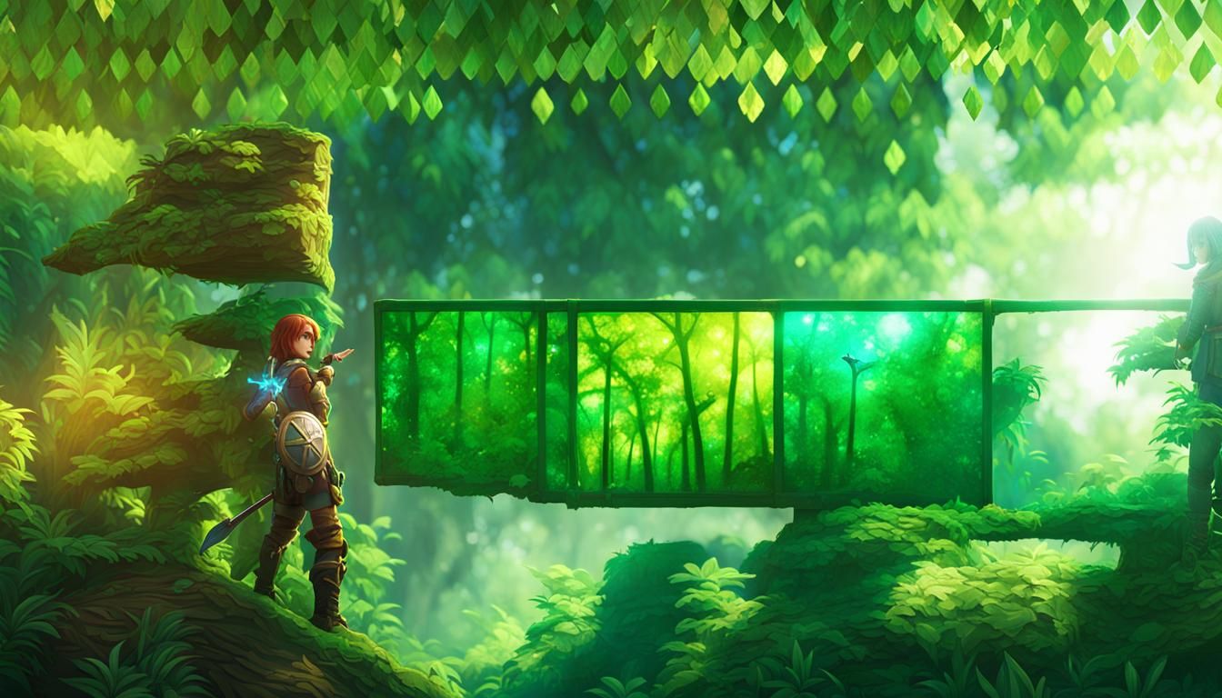 Heroic Fantasy Adventurer in Lush Forest Landscape