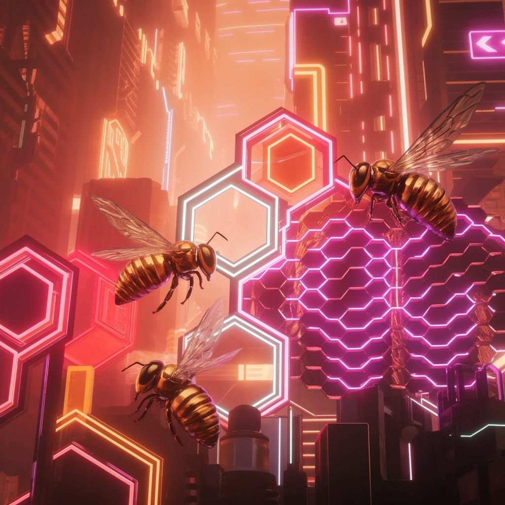 Neon Hive in Cyberpunk City