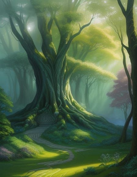 Golden Majesty in Valinor's Lush Realm