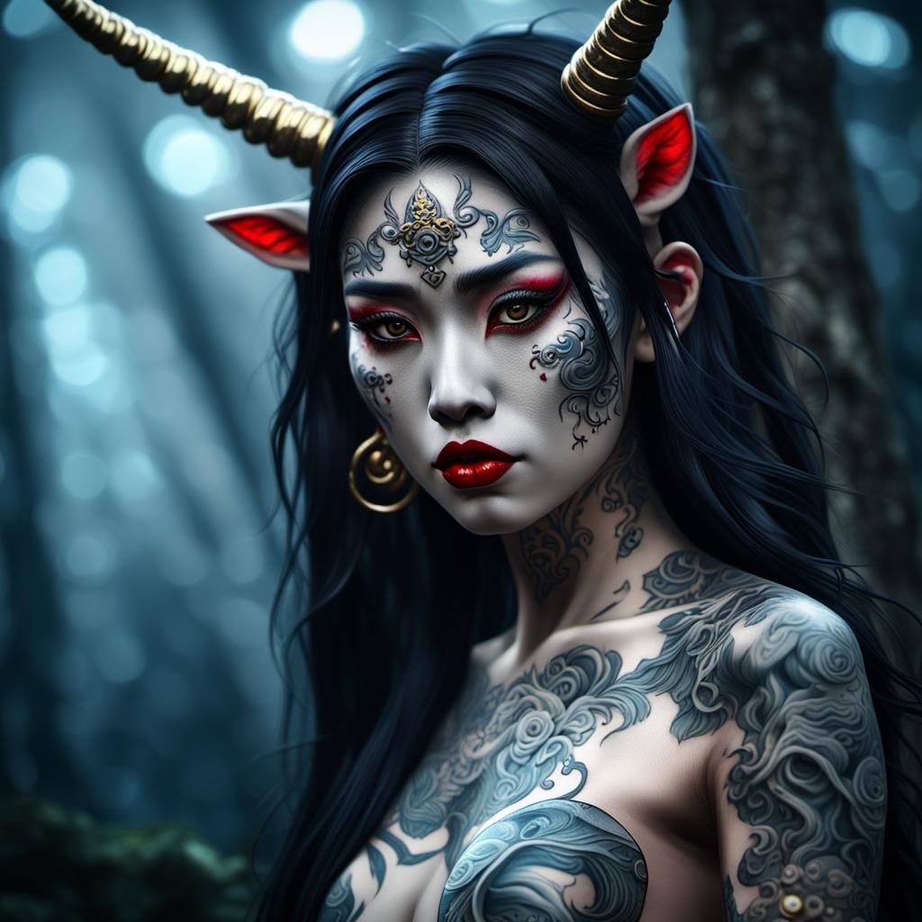 Epic Mythical Creature with Yakuza Tattoo in 4K