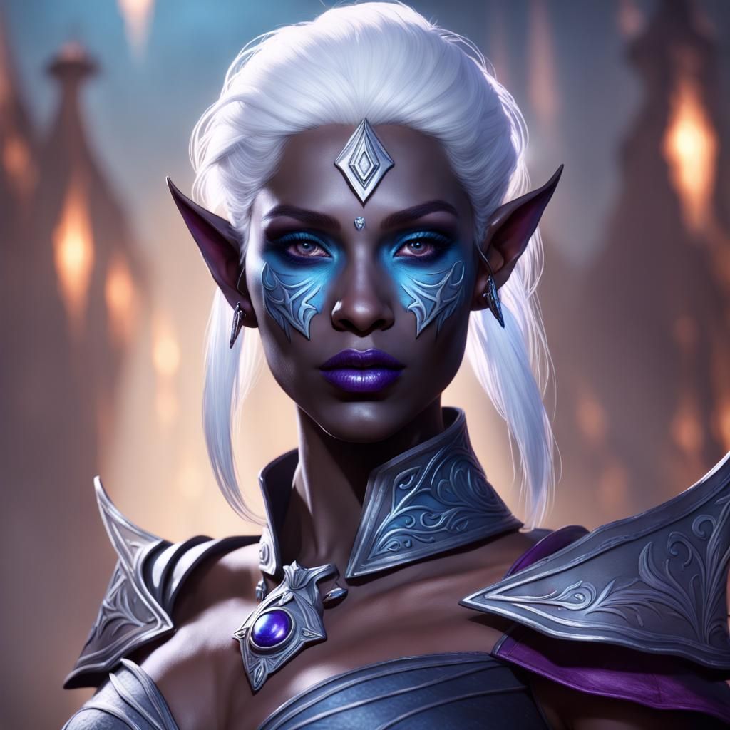 Drow Female Portrait: Fantasy Concept Art